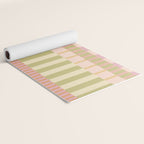 Midcentury Modern Blocks of Stripes neutral pastels pattern Yoga Mat Gallery Image 2
