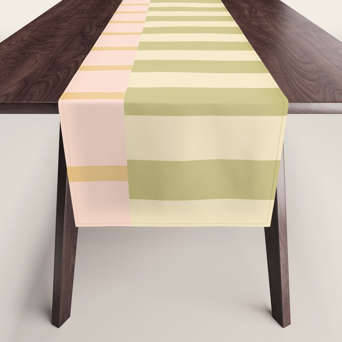 Midcentury Modern Blocks of Stripes neutral pastels pattern Table Runner Gallery Image 1
