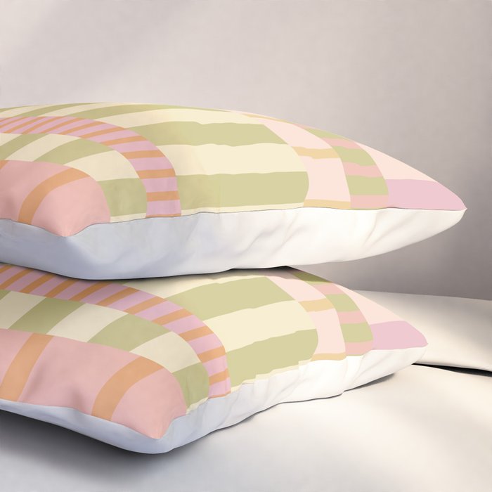 Midcentury Modern Blocks of Stripes neutral pastels pattern Pillow Sham Gallery Image 3