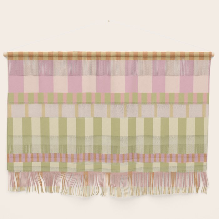 Midcentury Modern Blocks of Stripes neutral pastels pattern Wall Hanging Gallery Image 1