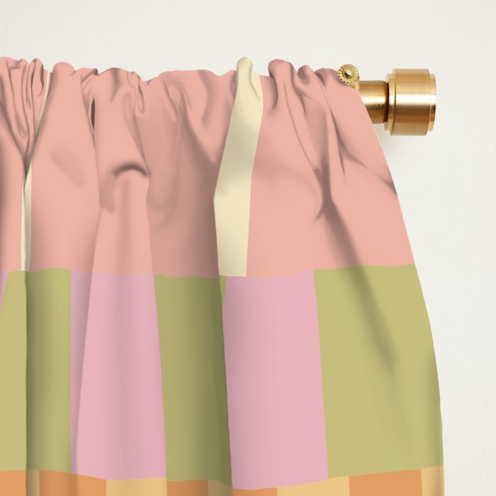 Midcentury Modern Blocks of Stripes neutral pastels pattern Window Curtain Gallery Image 2