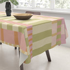 Midcentury Modern Blocks of Stripes neutral pastels pattern Tablecloth Gallery Image 3