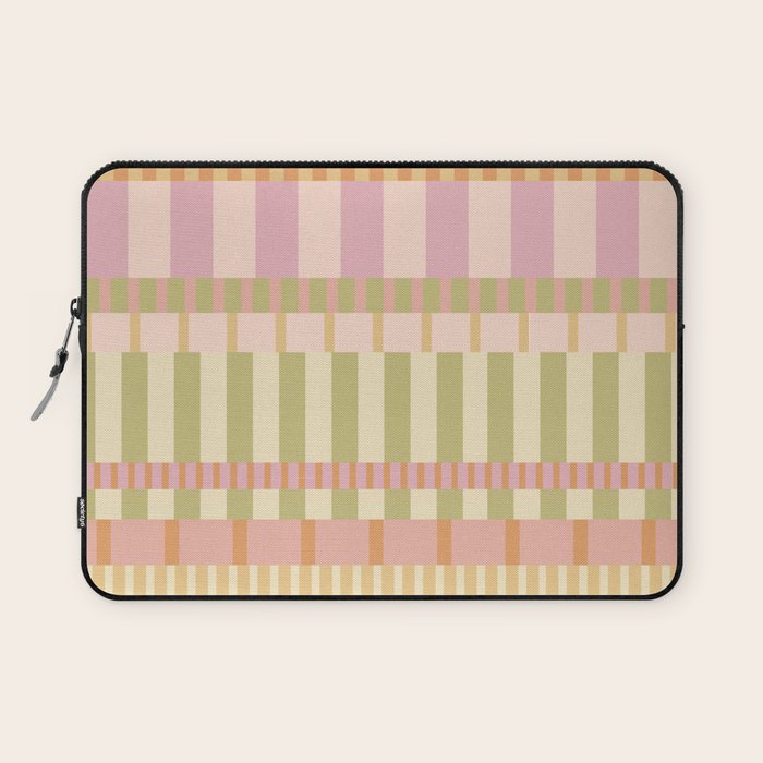 Midcentury Modern Blocks of Stripes neutral pastels pattern Laptop Sleeve Gallery Image 1
