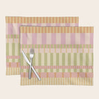 Midcentury Modern Blocks of Stripes neutral pastels pattern Placemat Gallery Image 1