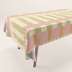 Midcentury Modern Blocks of Stripes neutral pastels pattern Tablecloth Gallery Image 1