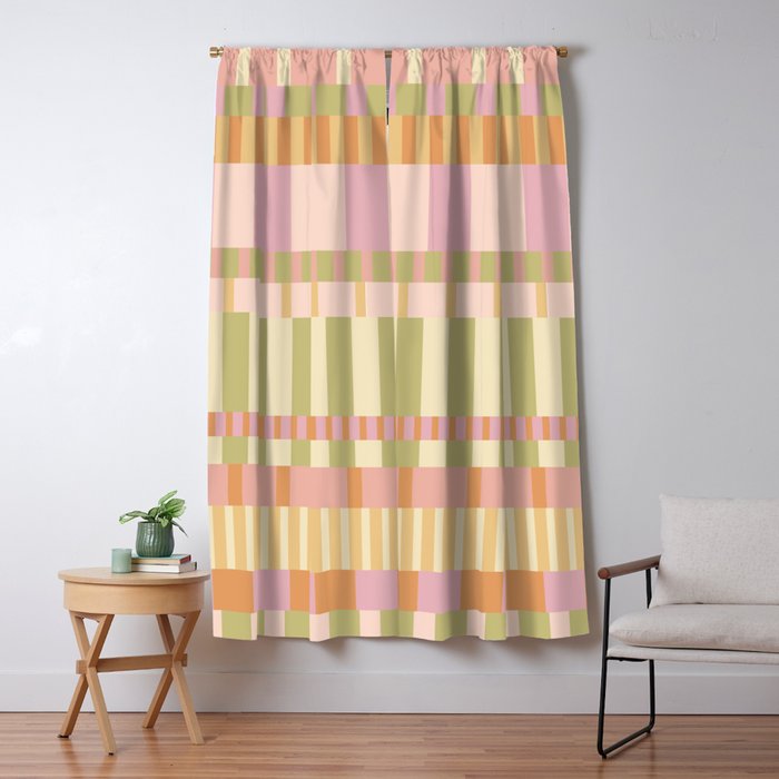 Midcentury Modern Blocks of Stripes neutral pastels pattern Window Curtain Gallery Image 5
