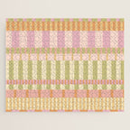 Midcentury Modern Blocks of Stripes neutral pastels pattern Jigsaw Puzzle Gallery Image 1