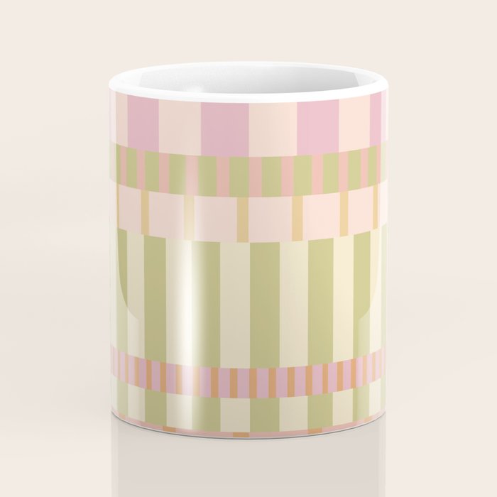 Midcentury Modern Blocks of Stripes neutral pastels pattern Coffee Mug Gallery Image 4