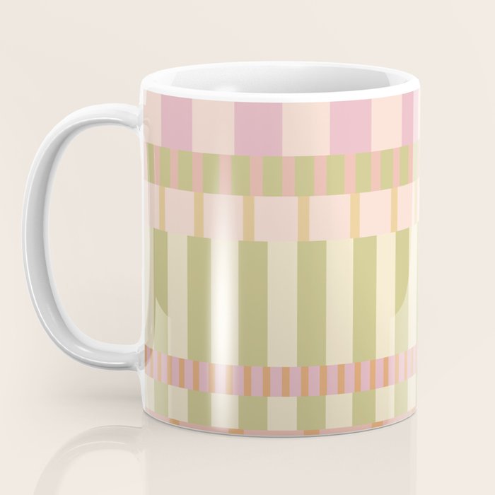 Midcentury Modern Blocks of Stripes neutral pastels pattern Coffee Mug Gallery Image 3