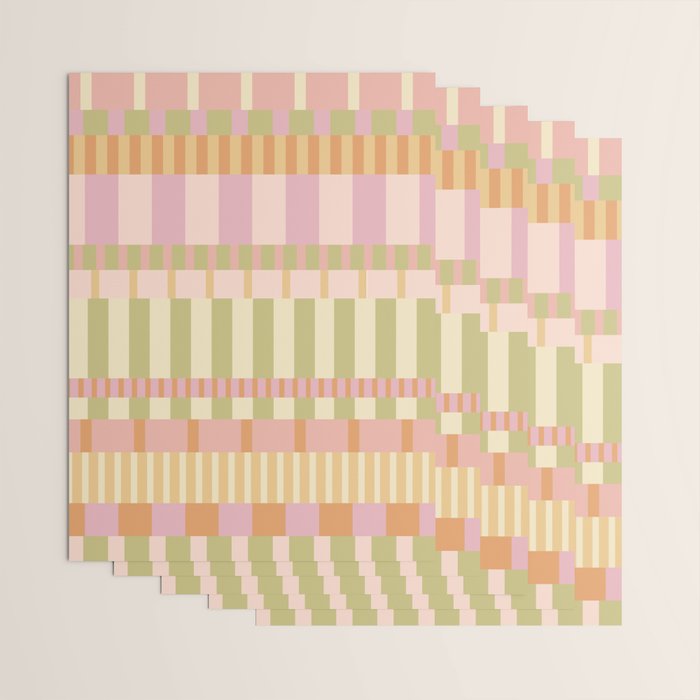 Midcentury Modern Blocks of Stripes neutral pastels pattern Wrapping Paper Gallery Image 3