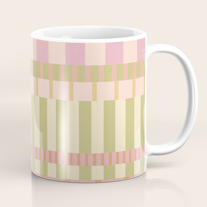Midcentury Modern Blocks of Stripes neutral pastels pattern Coffee Mug Gallery Image 1