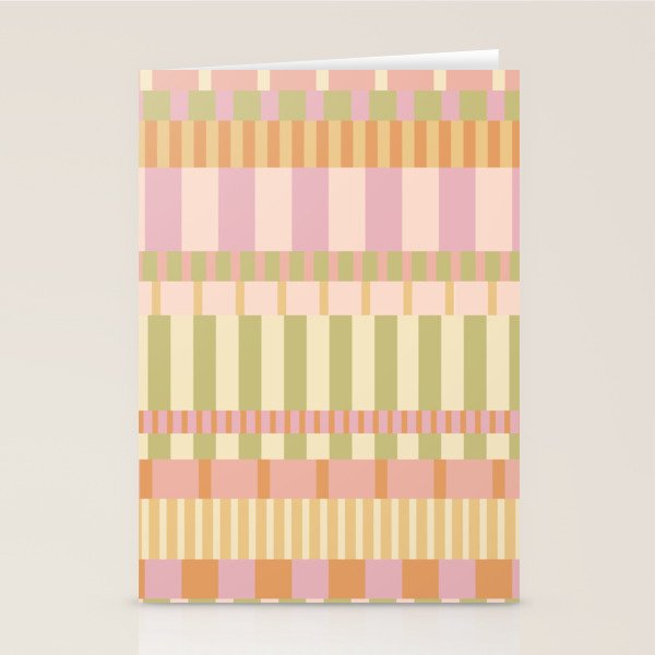Midcentury Modern Blocks of Stripes neutral pastels pattern Stationery Card Gallery Image 2