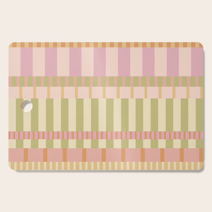 Midcentury Modern Blocks of Stripes neutral pastels pattern Cutting Board Gallery Image 1
