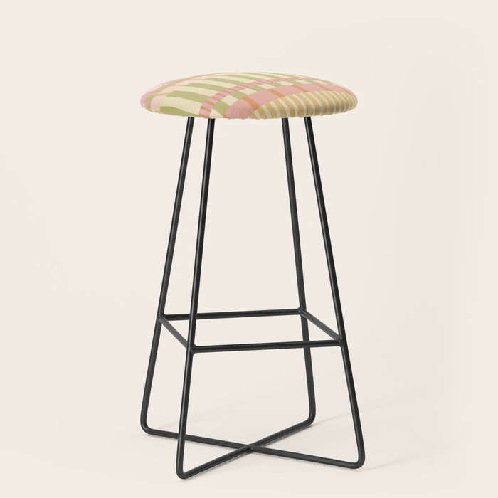 Midcentury Modern Blocks of Stripes neutral pastels pattern Stool Gallery Image 1