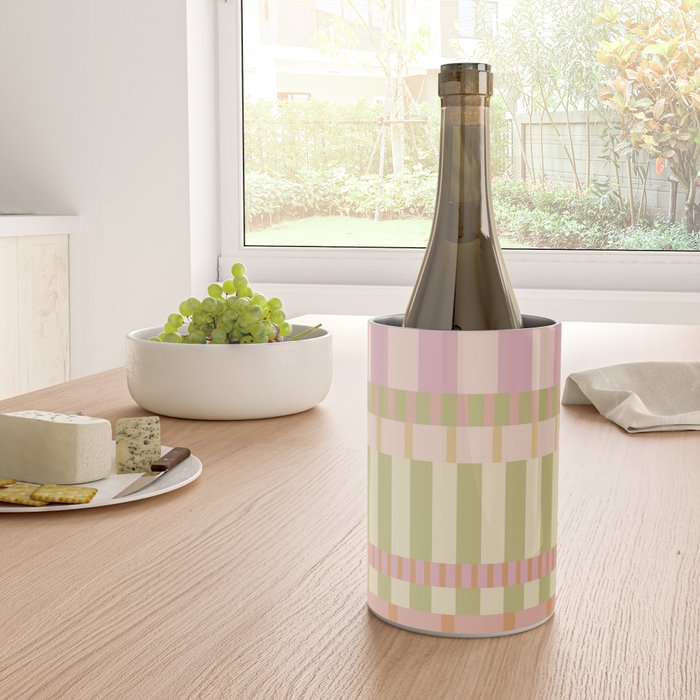 Midcentury Modern Blocks of Stripes neutral pastels pattern Wine Chiller Gallery Image 4