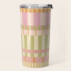 Midcentury Modern Blocks of Stripes neutral pastels pattern Travel Mug Gallery Image 2