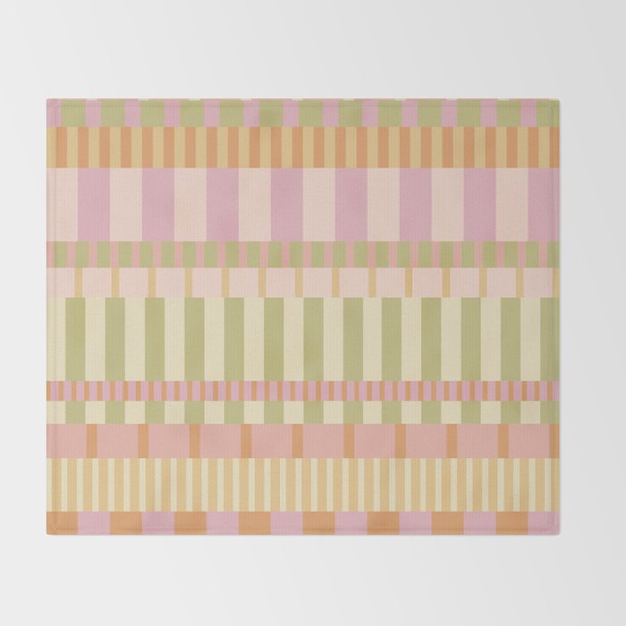 Midcentury Modern Blocks of Stripes neutral pastels pattern Throw Blanket Gallery Image 2