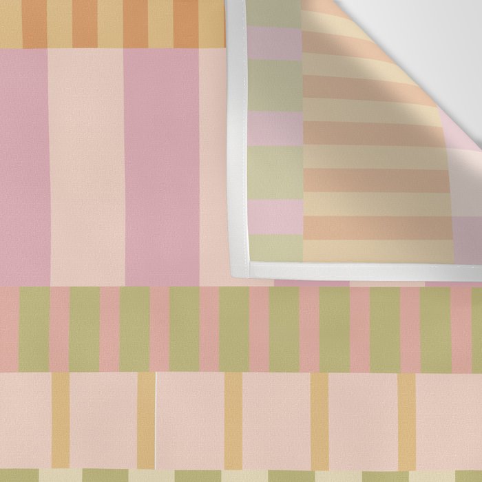 Midcentury Modern Blocks of Stripes neutral pastels pattern Wall Tapestry Gallery Image 3