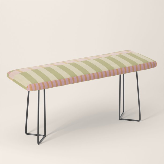 Midcentury Modern Blocks of Stripes neutral pastels pattern Bench Gallery Image 1