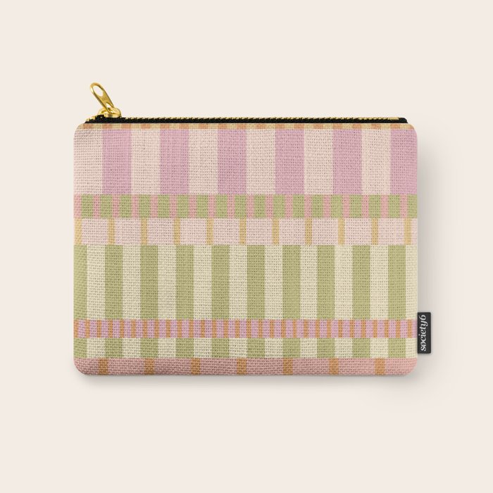 Midcentury Modern Blocks of Stripes neutral pastels pattern Carry All Pouch Gallery Image 1