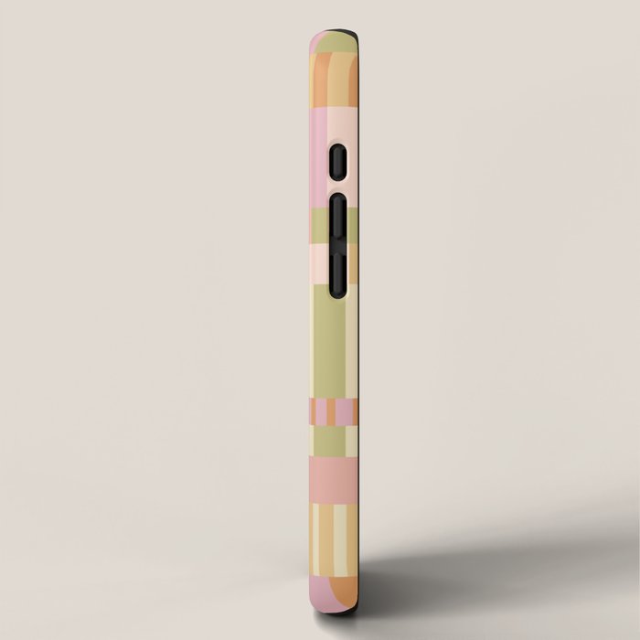 Midcentury Modern Blocks of Stripes neutral pastels pattern iPhone Case Gallery Image 2
