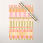 Midcentury Modern Blocks of Stripes neutral pastels pattern Wrapping Paper Gallery Image 1