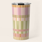 Midcentury Modern Blocks of Stripes neutral pastels pattern Travel Mug Gallery Image 1
