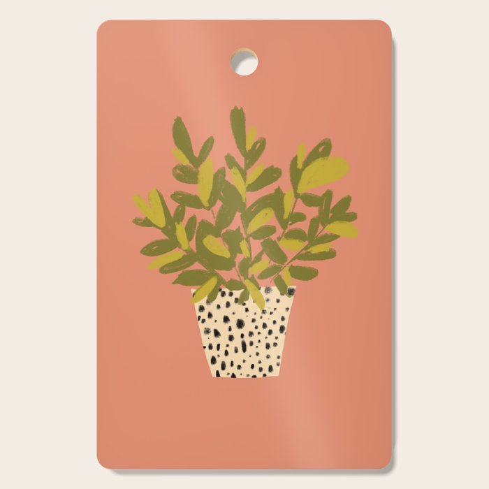 ZZ Plant Art on Terra cotta background Cutting Board Gallery Image 1
