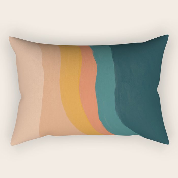 Waves On Sunset Hill | Waves Texture Design Rectangular Pillow Gallery Image 2