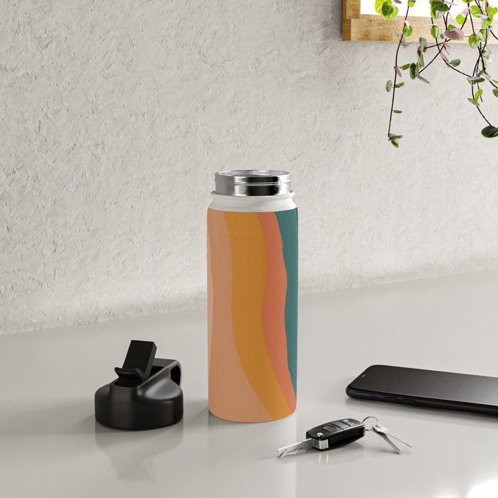 Waves On Sunset Hill | Waves Texture Design Water Bottle Gallery Image 4