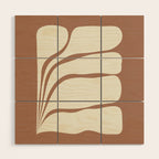 Five Leaf Plant Inspired by PANTONE 17 1230 Mocha Mousse Wood Wall Art Gallery Image 1