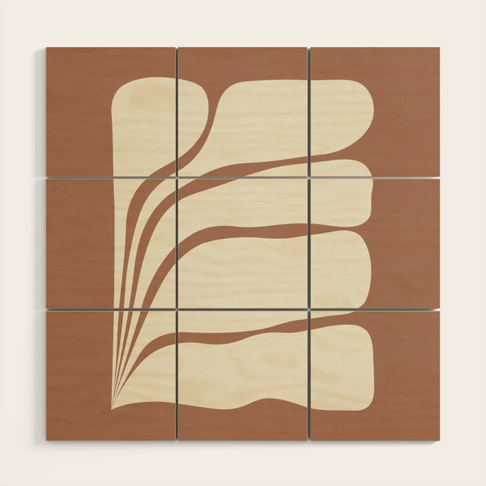 Five Leaf Plant Inspired by PANTONE 17 1230 Mocha Mousse Wood Wall Art Gallery Image 1