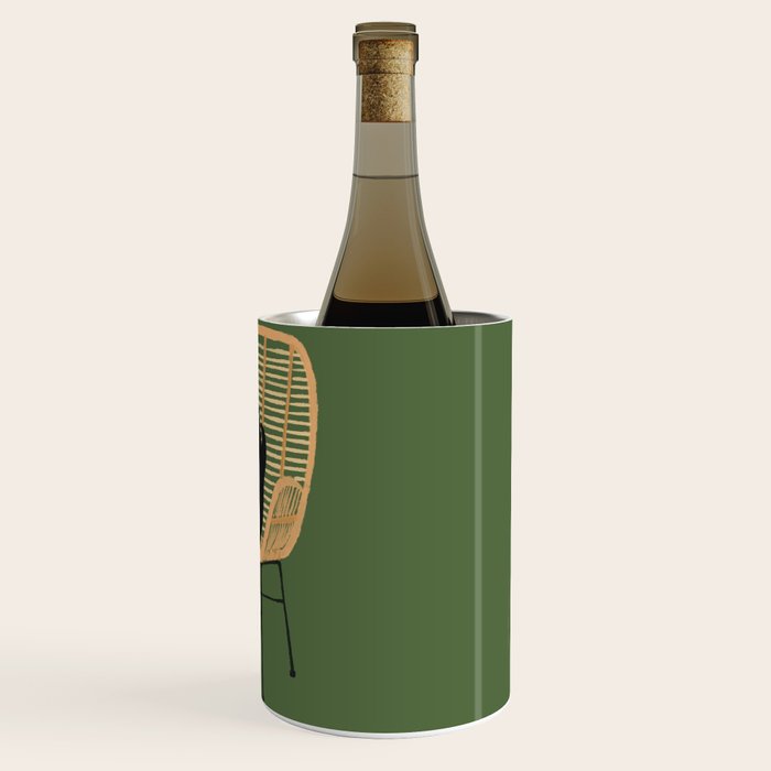 Lazy cat 2b Green enjoy coffee on rattan chair  Wine Chiller Gallery Image 3