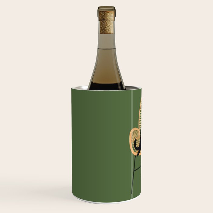 Lazy cat 2b Green enjoy coffee on rattan chair  Wine Chiller Gallery Image 2