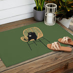 Lazy cat 2b Green enjoy coffee on rattan chair  Outdoor Rug Gallery Image 2
