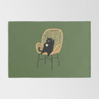 Lazy cat 2b Green enjoy coffee on rattan chair  Rug Gallery Image 2