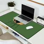 Lazy cat 2b Green enjoy coffee on rattan chair  Desk Mat Gallery Image 2