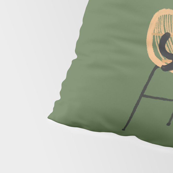 Lazy cat 2b Green enjoy coffee on rattan chair  Pillow Sham Gallery Image 4