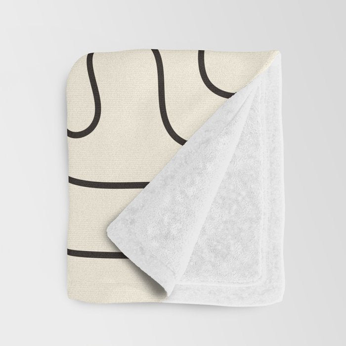 Abstract Lines 2 black and white Throw Blanket Gallery Image 3