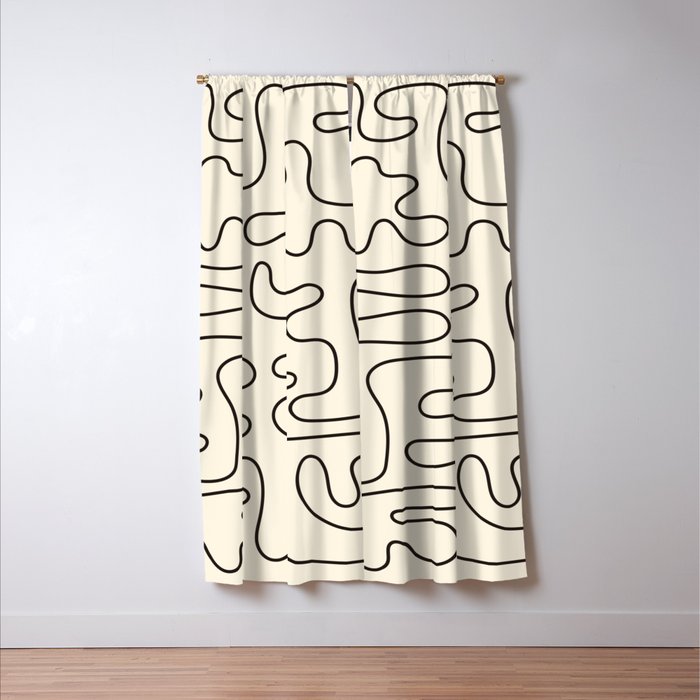 Abstract Lines 2 black and white Window Curtain Gallery Image 3