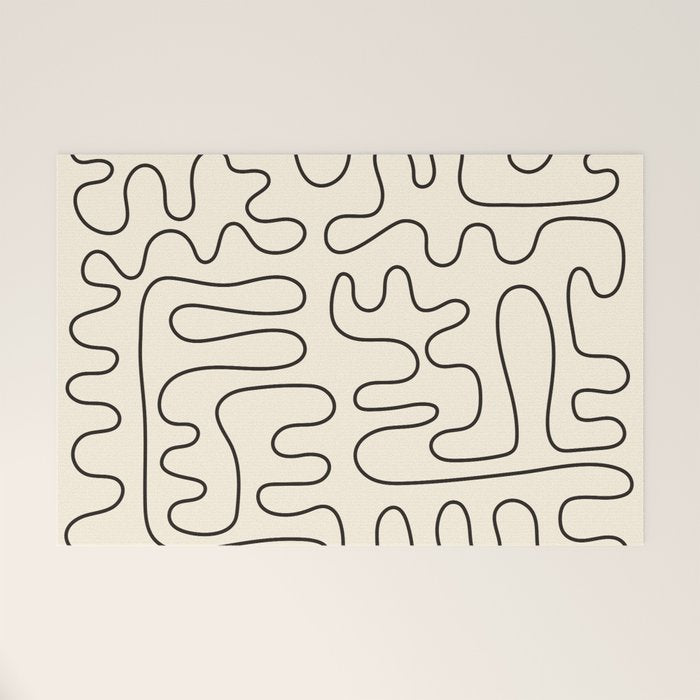 Abstract Lines 2 black and white Welcome Mat Gallery Image 1