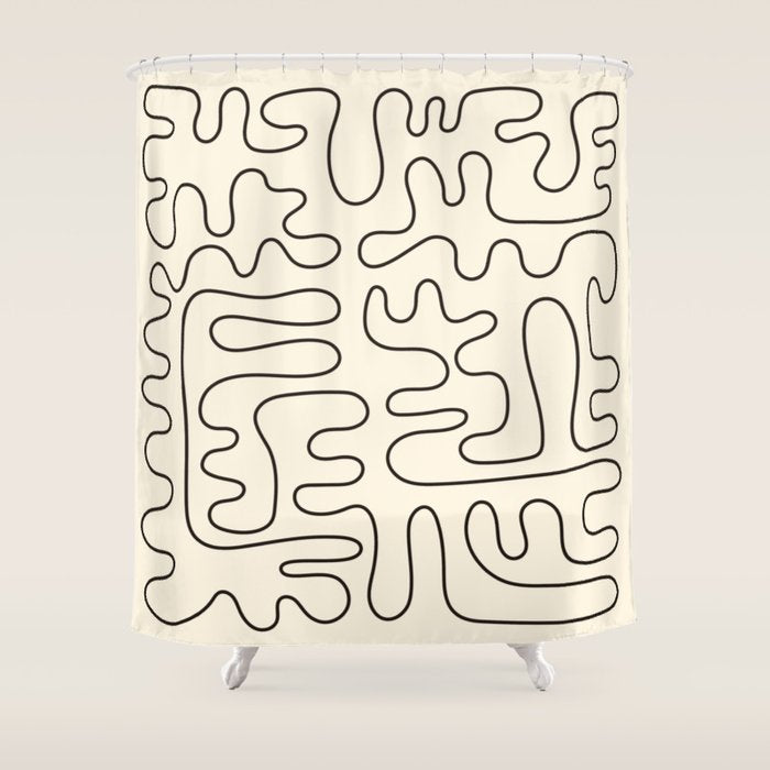 Abstract Lines 2 black and white Shower Curtain Gallery Image 1