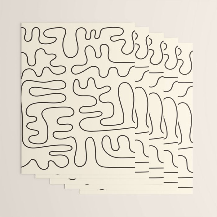 Abstract Lines 2 black and white Wrapping Paper Gallery Image 3