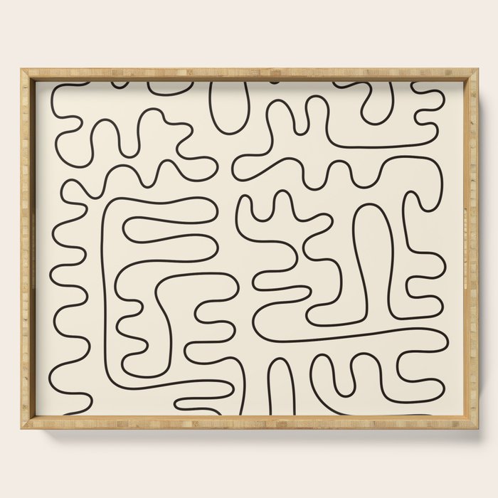 Abstract Lines 2 black and white Serving Tray Gallery Image 1