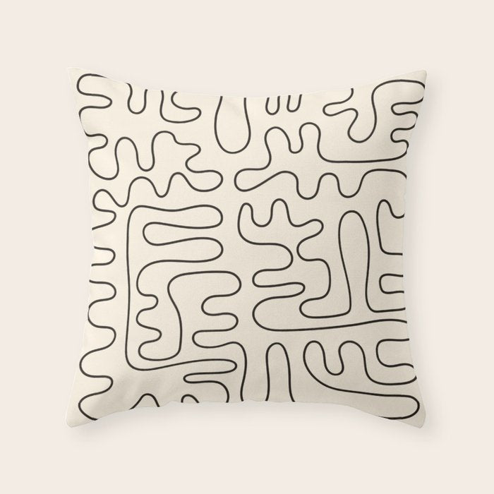 Abstract Lines 2 black and white Throw Pillow Gallery Image 6