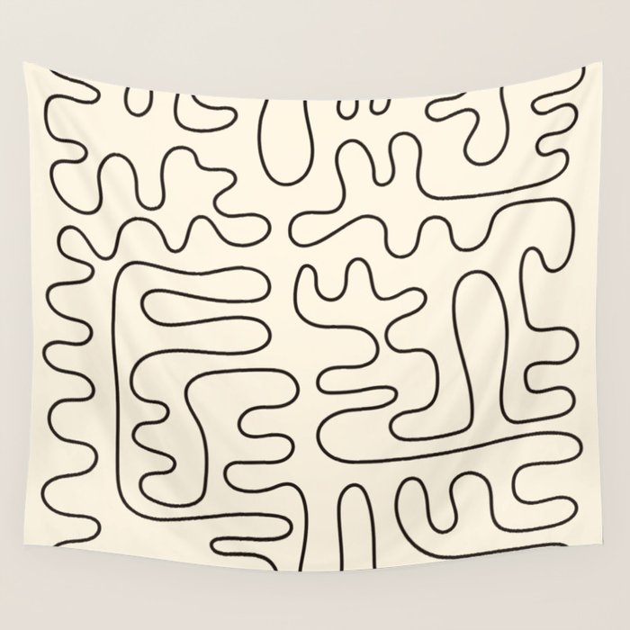 Abstract Lines 2 black and white Wall Tapestry Gallery Image 4
