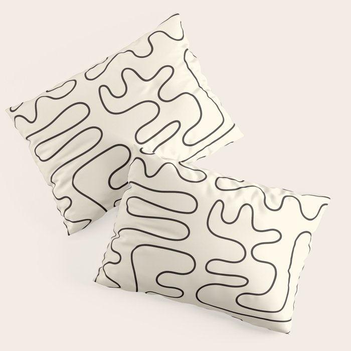 Abstract Lines 2 black and white Pillow Sham Gallery Image 3