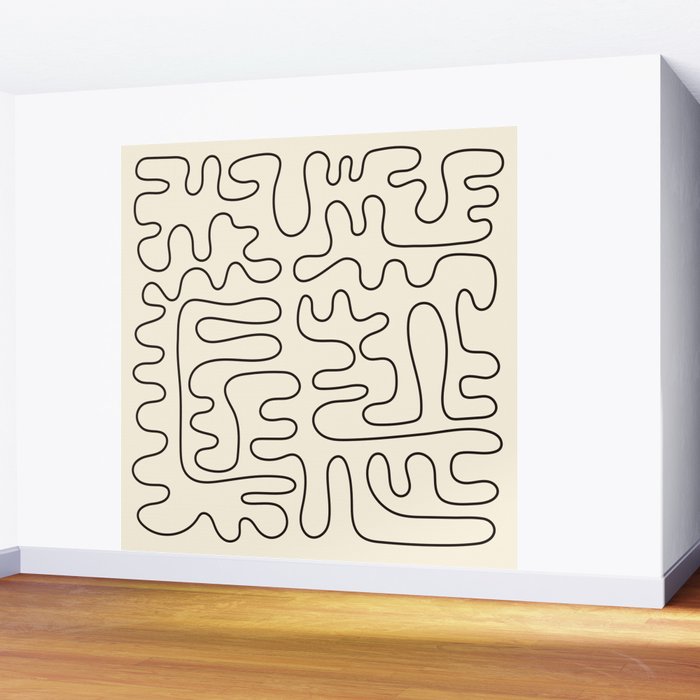 Abstract Lines 2 black and white Wall Mural Gallery Image 2