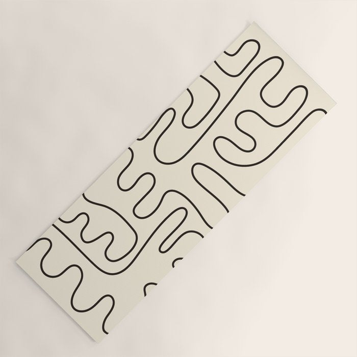 Abstract Lines 2 black and white Yoga Mat Gallery Image 1