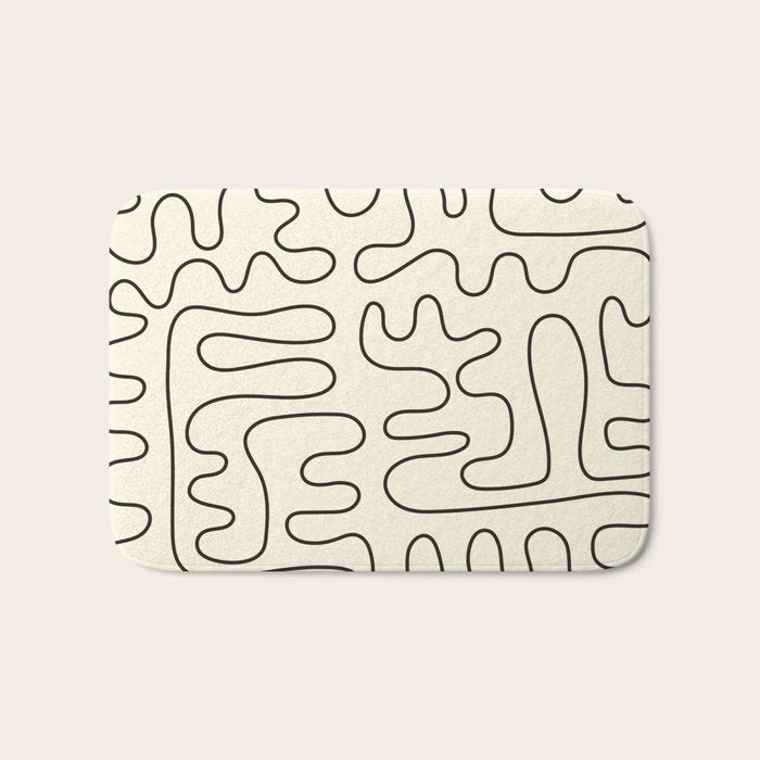 Abstract Lines 2 black and white Bath Mat Gallery Image 1